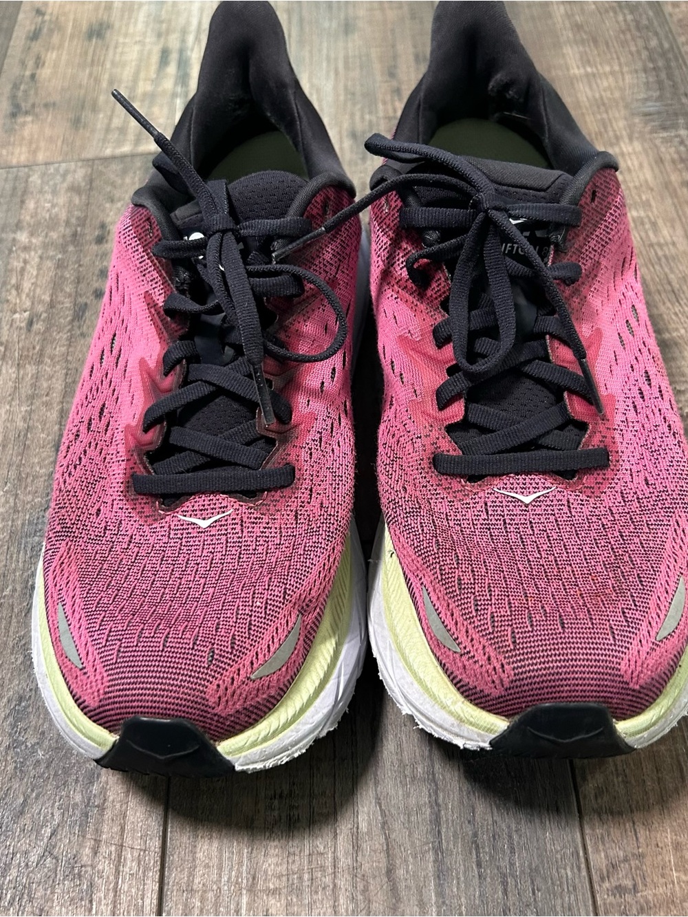 Hoka One One Clifton 8 Athletic Shoes Women's 9 D Pink w/ Black & White Running - Picture 2 of 11